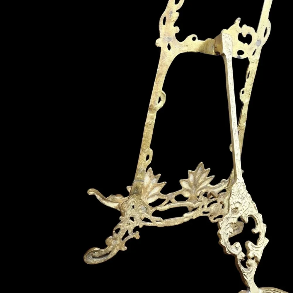 Vtg Brass Easel Fairy Angel Large 24in Eclectic Antique